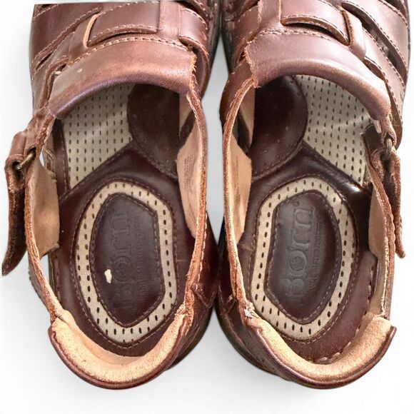 Born Mens Size 9M Brown Leather Fisherman Sandals Closed Toe Comfort EUC main image 10